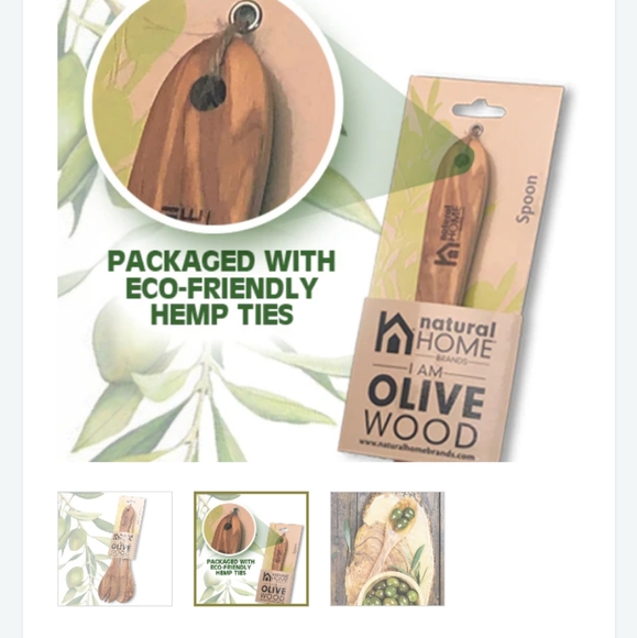 Natural Home I am Olive Wood  Wooden Serving Spoons Salad Servers - Picture 2 of 6